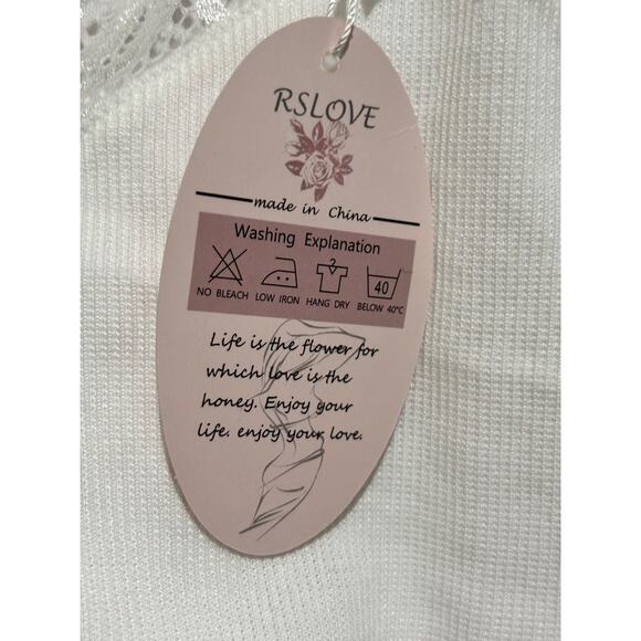 New RS Love Crop Tank Camisole Top Sz XXL White Lace Babydoll Festival Sexy - Picture 3 of 8